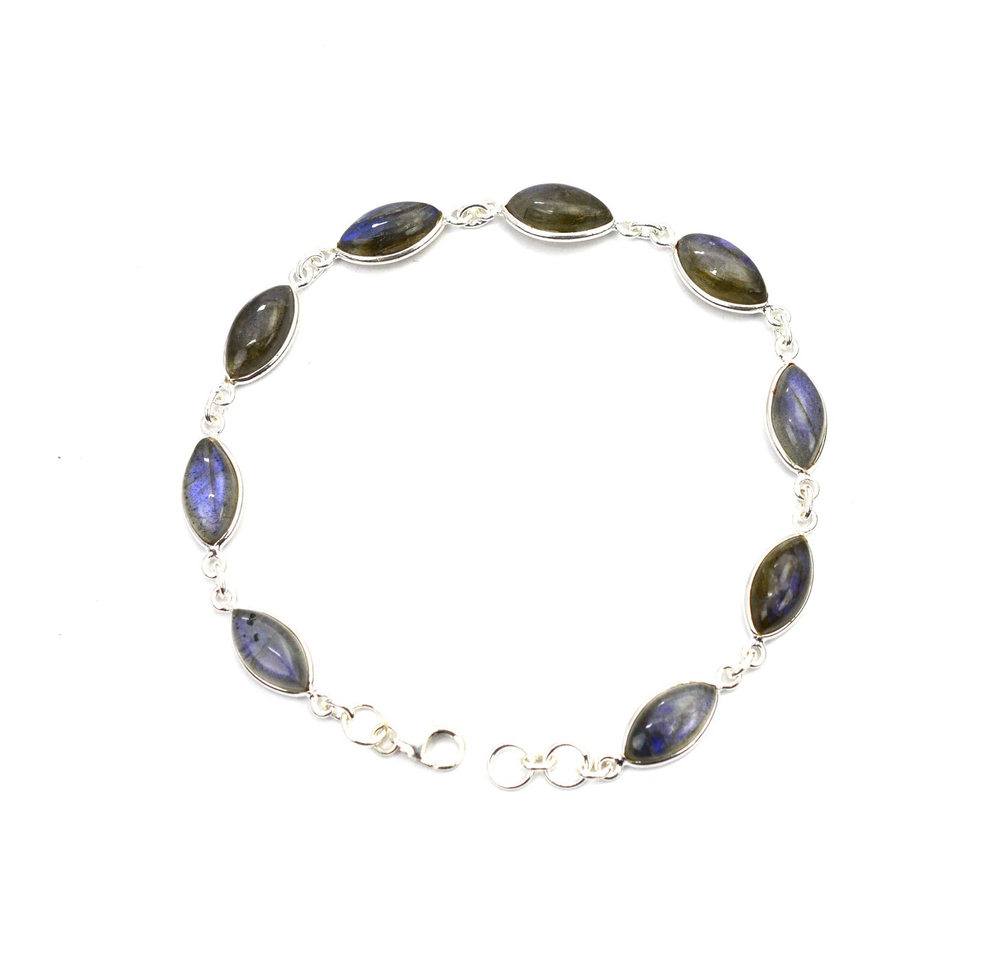 925 SOLID STERLING SILVER LABRADORITE HANDMADE BRACELET - 8.2 INCH