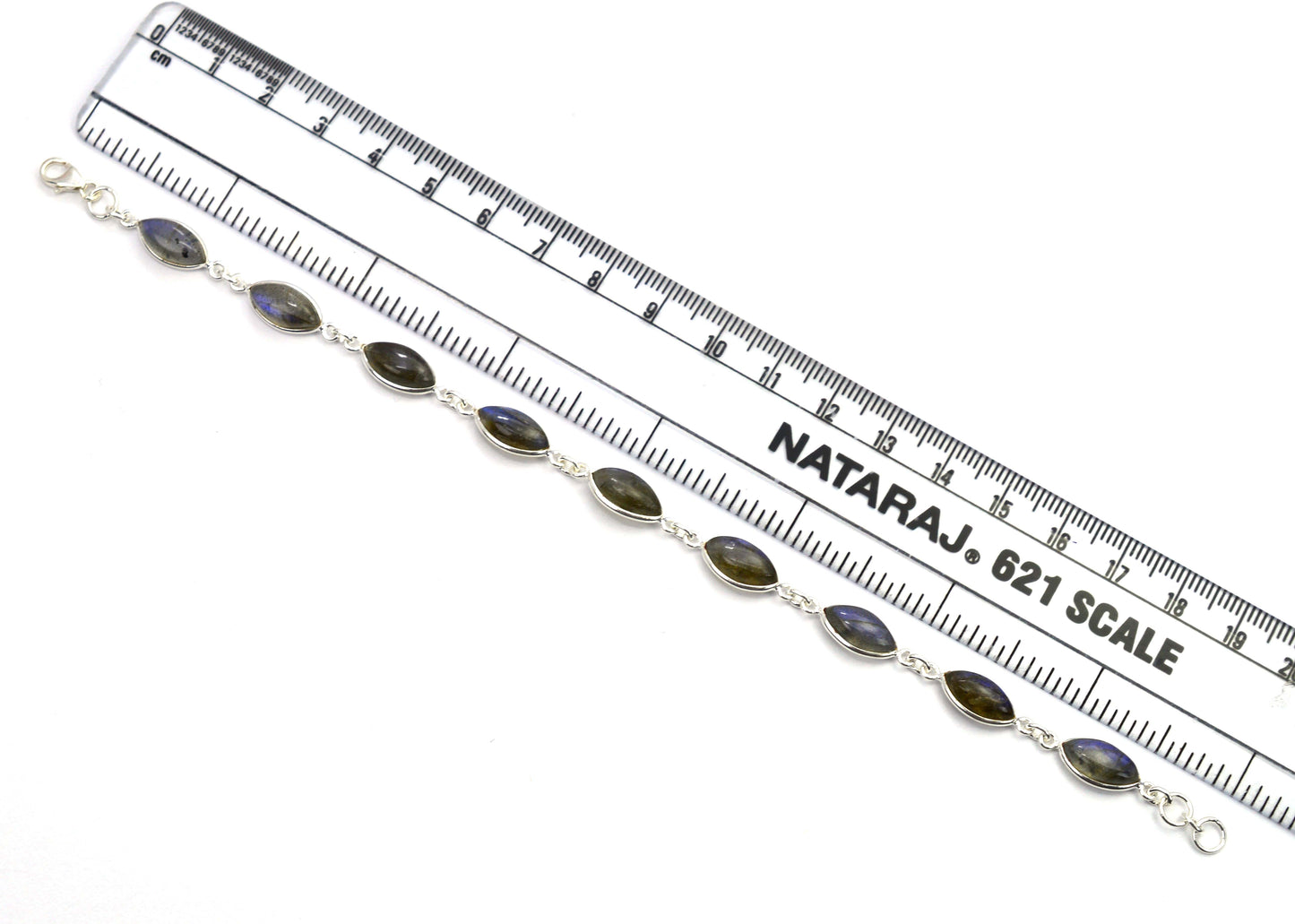 925 SOLID STERLING SILVER LABRADORITE HANDMADE BRACELET - 8.2 INCH