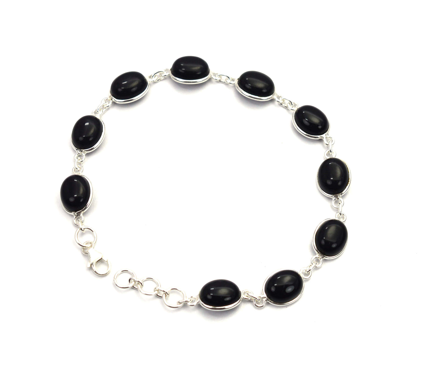 925 SOLID STERLING SILVER BLACK ONYX HANDMADE BRACELET -8.2 INCH