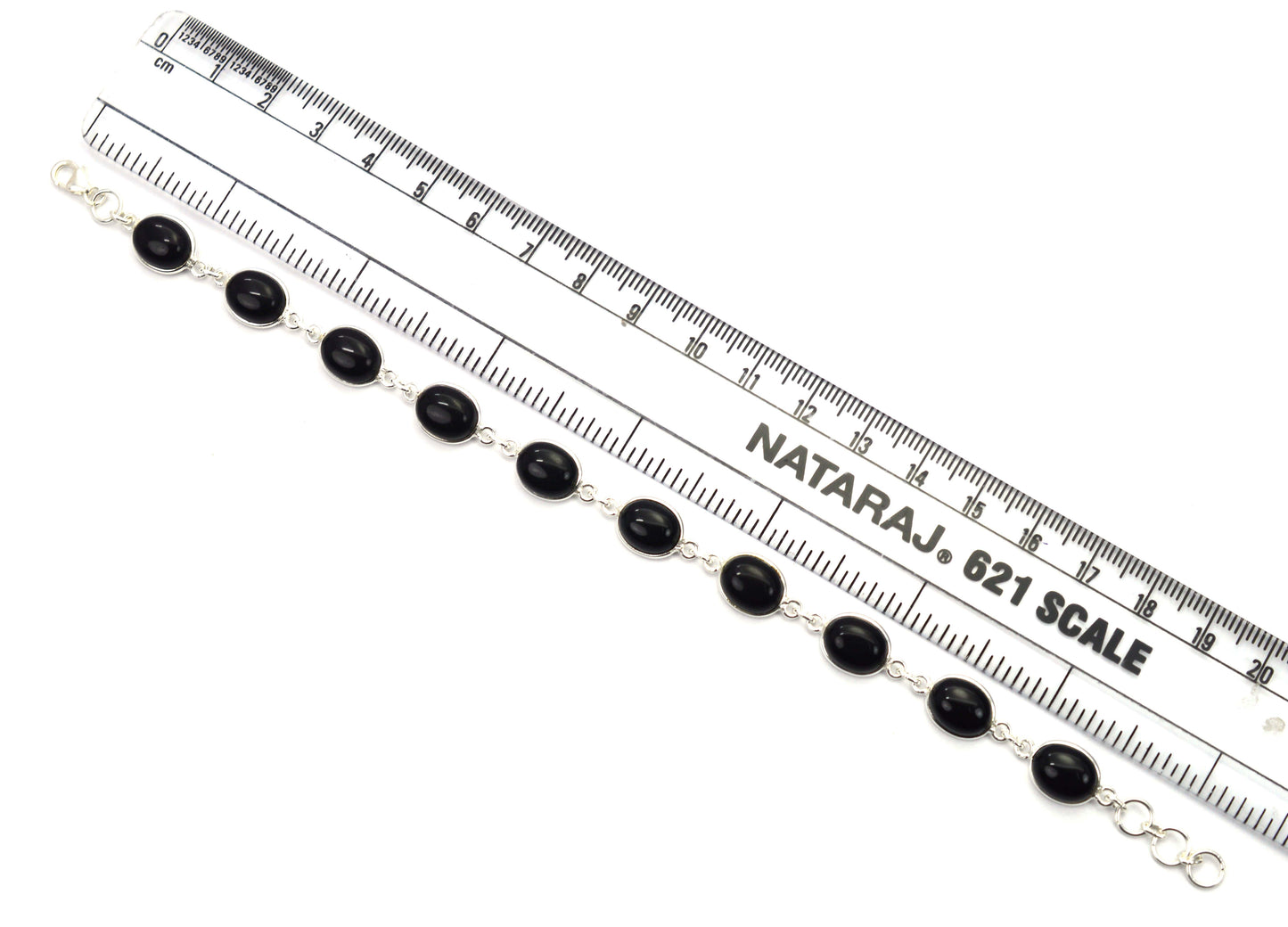 925 SOLID STERLING SILVER BLACK ONYX HANDMADE BRACELET -8.2 INCH