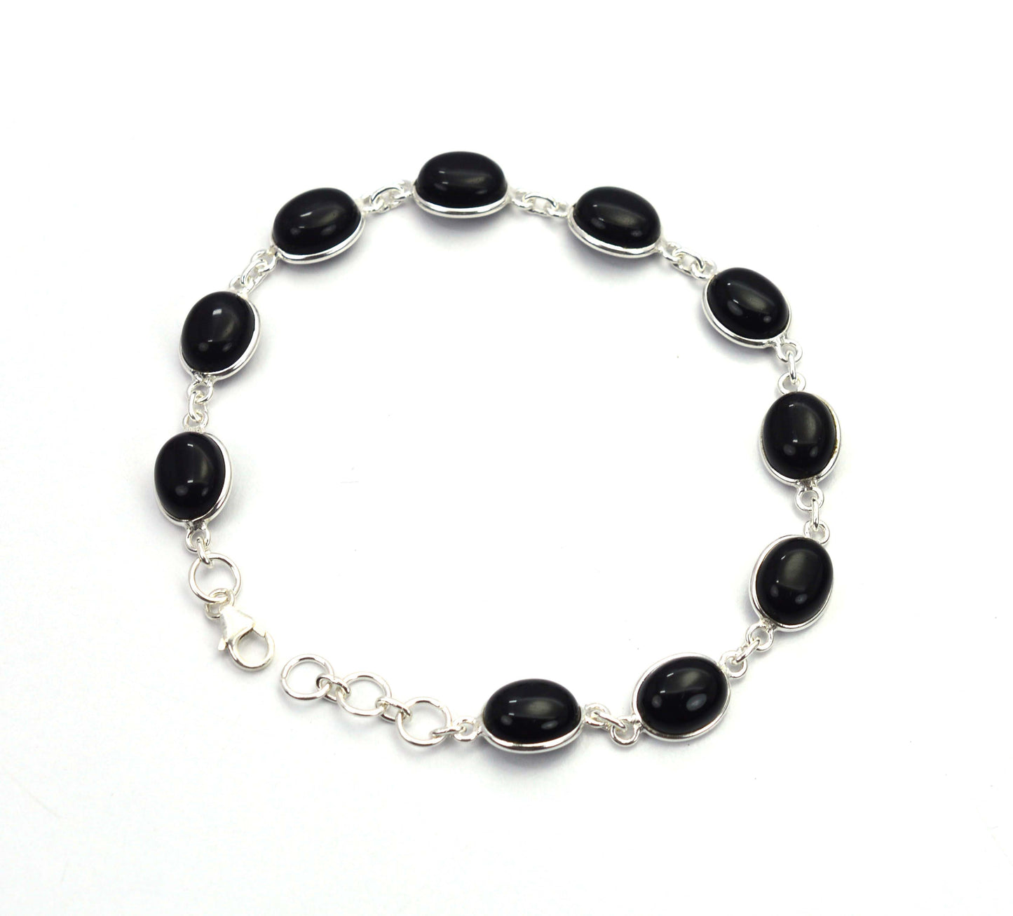 925 SOLID STERLING SILVER BLACK ONYX HANDMADE BRACELET -8.2 INCH