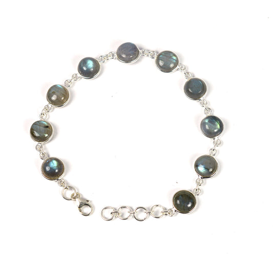 925 SOLID STERLING SILVER LABRADORITE HANDMADE BRACELET -7.8 INCH