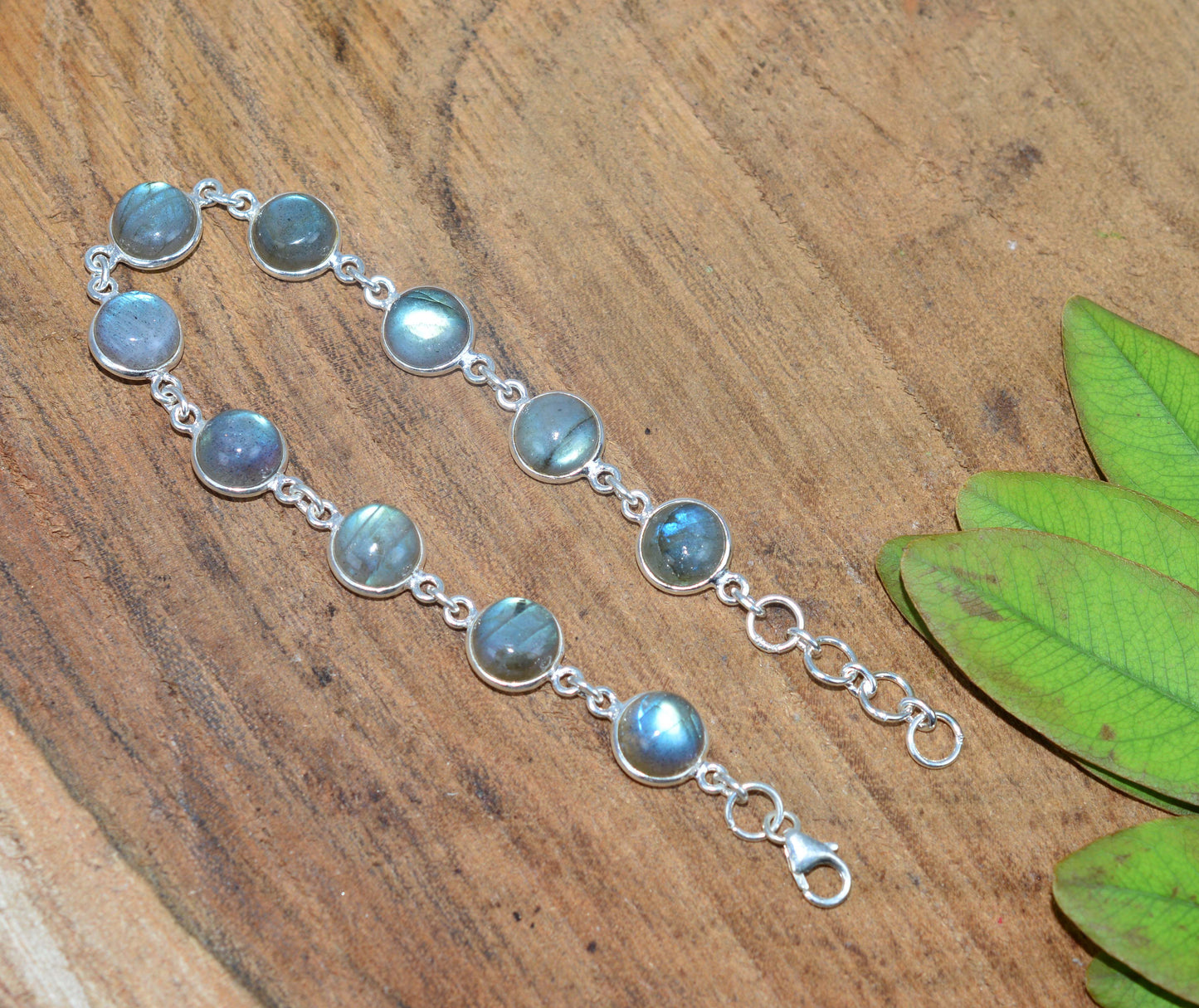 925 SOLID STERLING SILVER LABRADORITE HANDMADE BRACELET -7.8 INCH