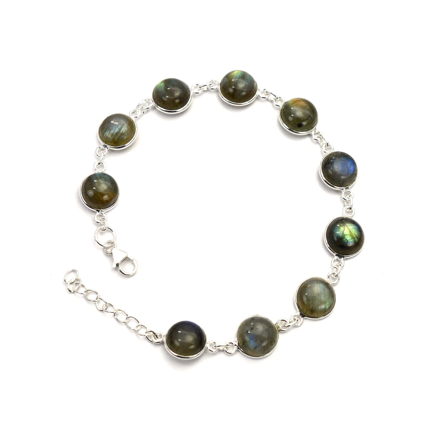 925 SOLID STERLING SILVER LABRADORITE HANDMADE BRACELET -8.5 INCH