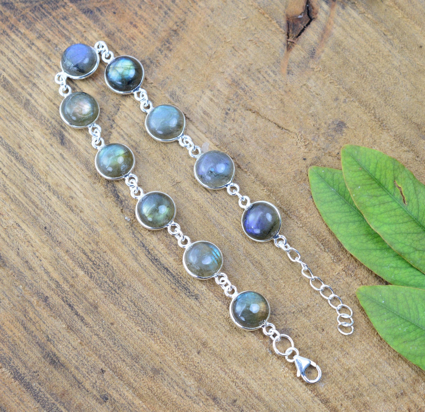 925 SOLID STERLING SILVER LABRADORITE HANDMADE BRACELET -8.5 INCH