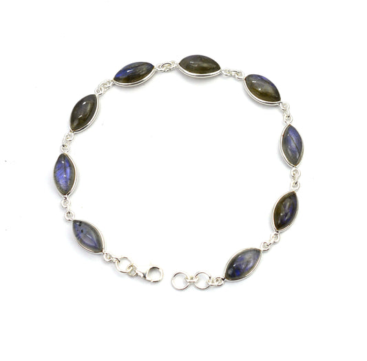 925 SOLID STERLING SILVER LABRADORITE HANDMADE BRACELET -8.1 INCH