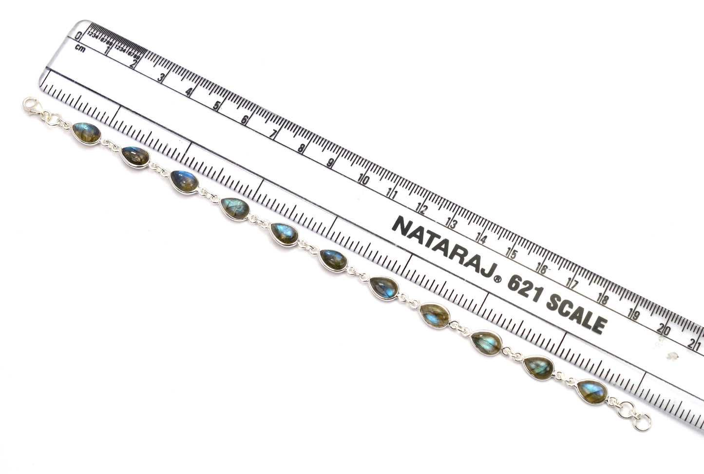 925 SOLID STERLING SILVER LABRADORITE HANDMADE BRACELET - 8.3 INCH