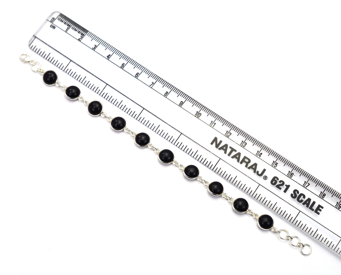 925 SOLID STERLING SILVER BLACK ONYX HANDMADE BRACELET -7.7 INCH