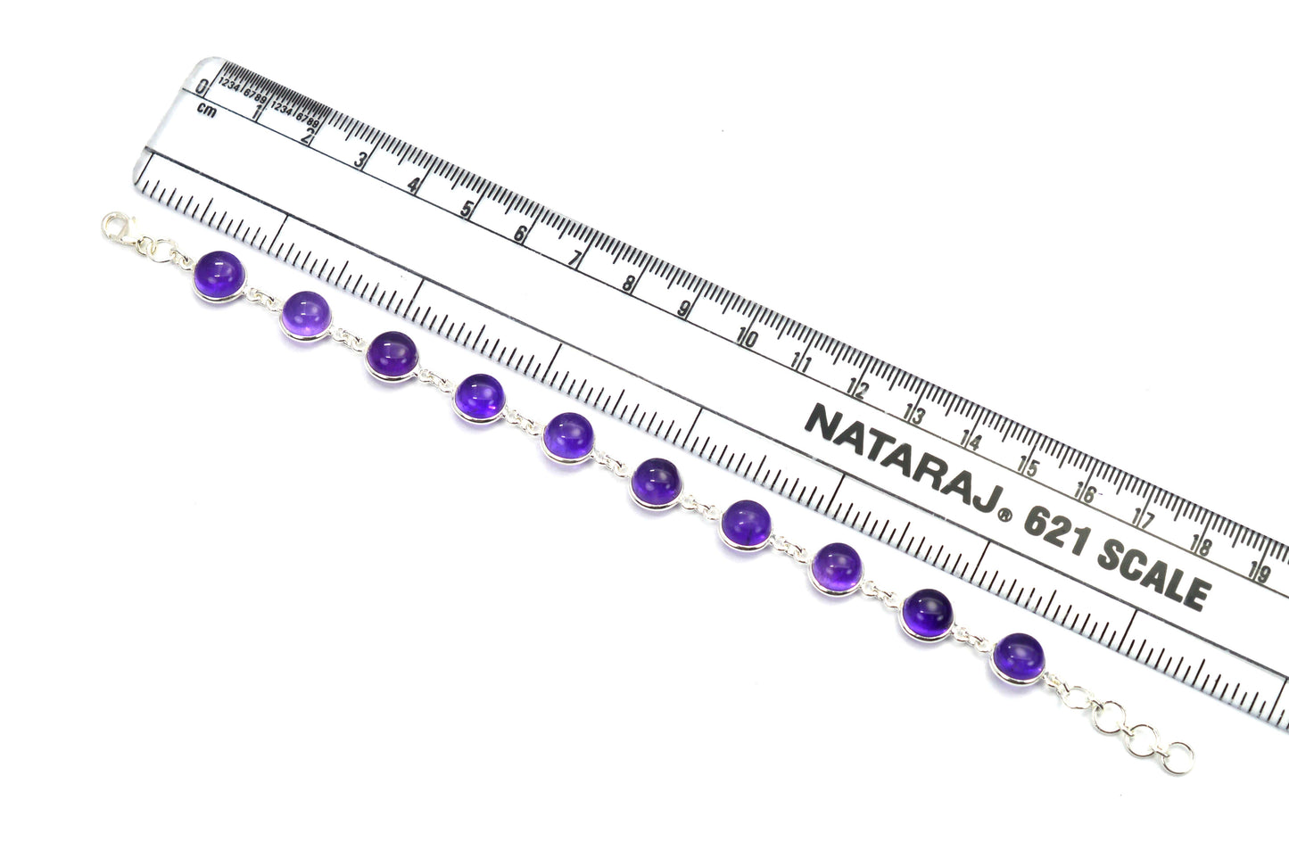 925 SOLID STERLING SILVER PURPLE AMETHYST HANDMADE BRACELET -7.8 INCH