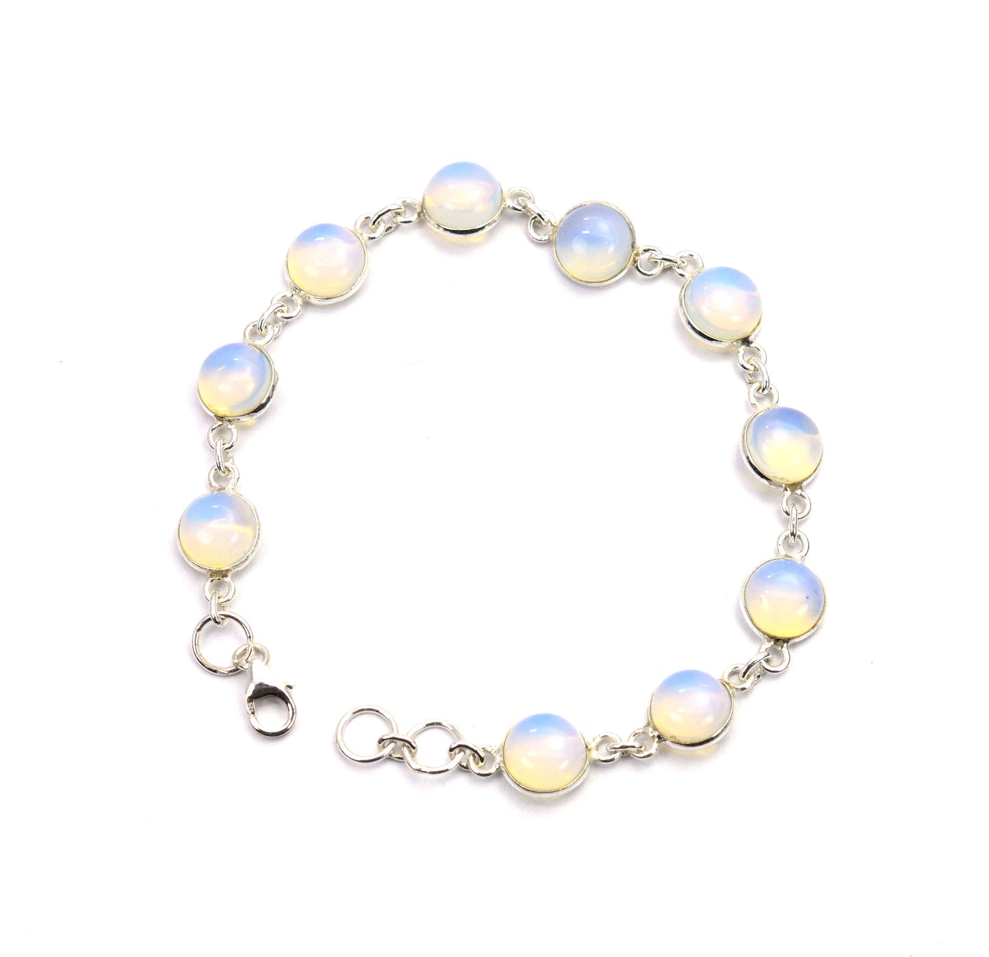 925 SOLID STERLING SILVER MILKY OPALITE HANDMADE BRACELET -7.7 INCH
