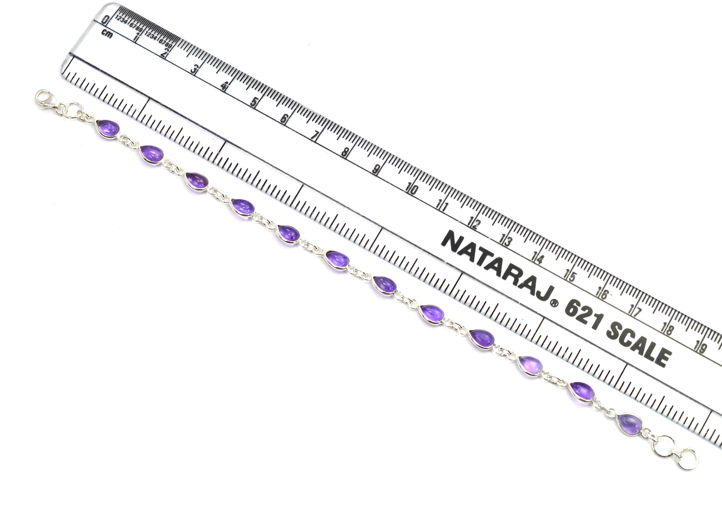 925 SOLID STERLING SILVER PURPLE AMETHYST HANDMADE BRACELET - 8.2 INCH