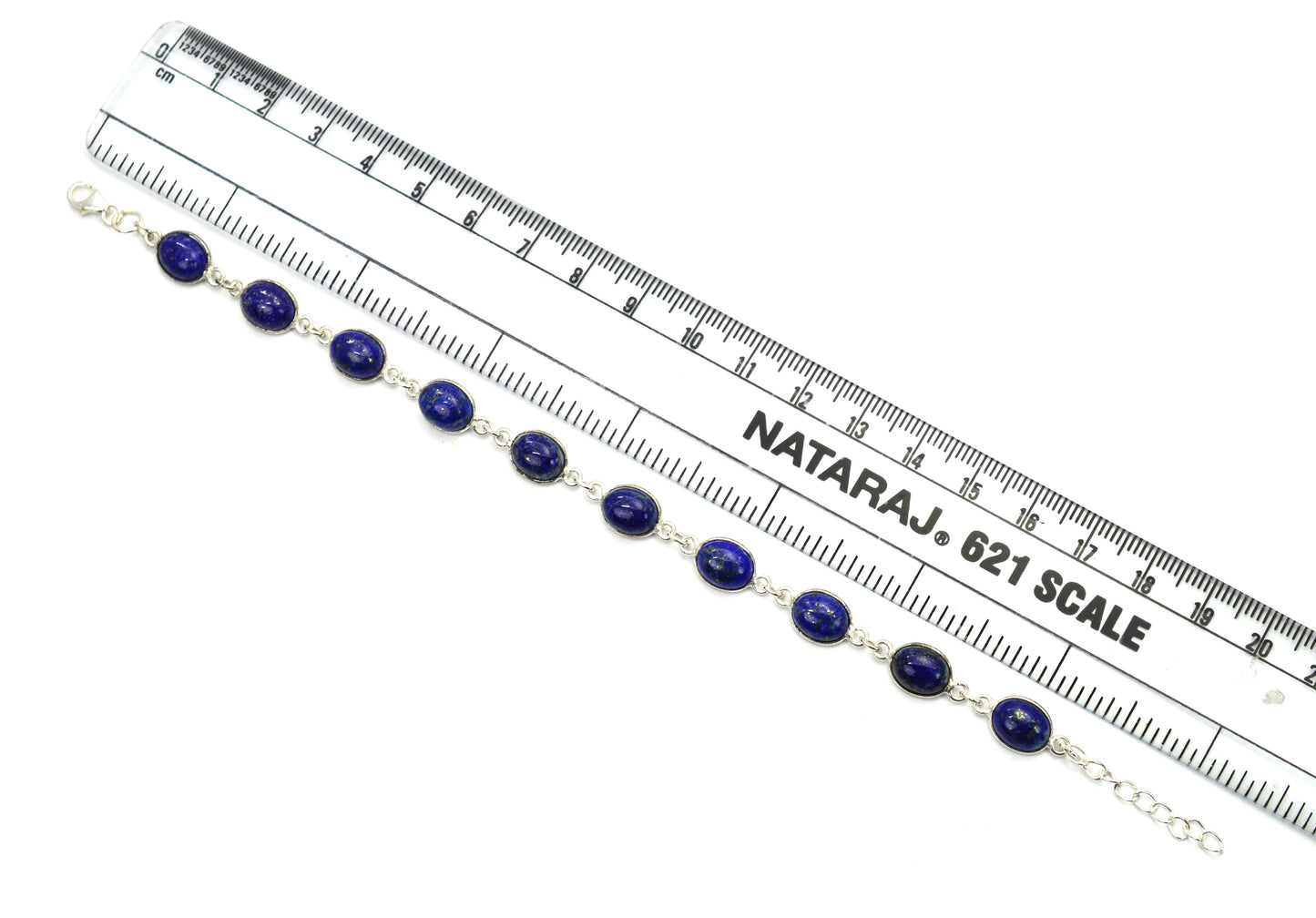 925 SOLID STERLING SILVER BLUE LAPIS LAZULI HANDMADE BRACELET-8.7 IN