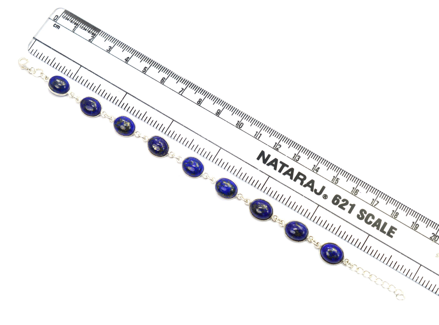 925 SOLID STERLING SILVER BLUE LAPIS LAZULI HANDMADE BRACELET - 8.1 INCH