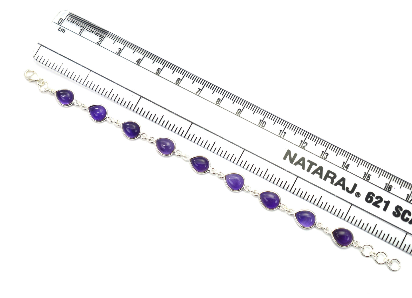 925 SOLID STERLING SILVER PURPLE AMETHYST HANDMADE BRACELET -7.7 INCH