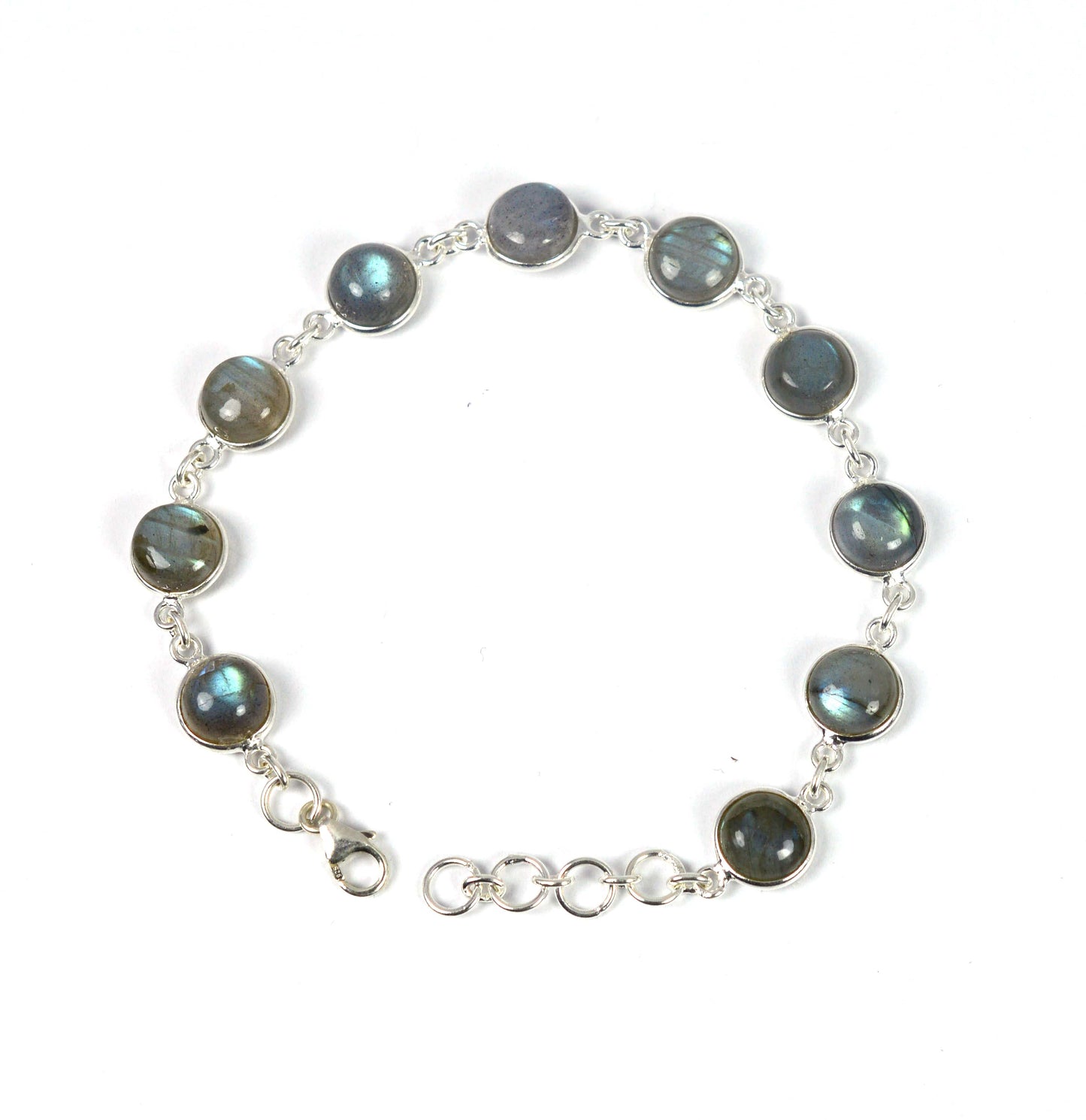 925 SOLID STERLING SILVER LABRADORITE HANDMADE BRACELET - 7.5 INCH