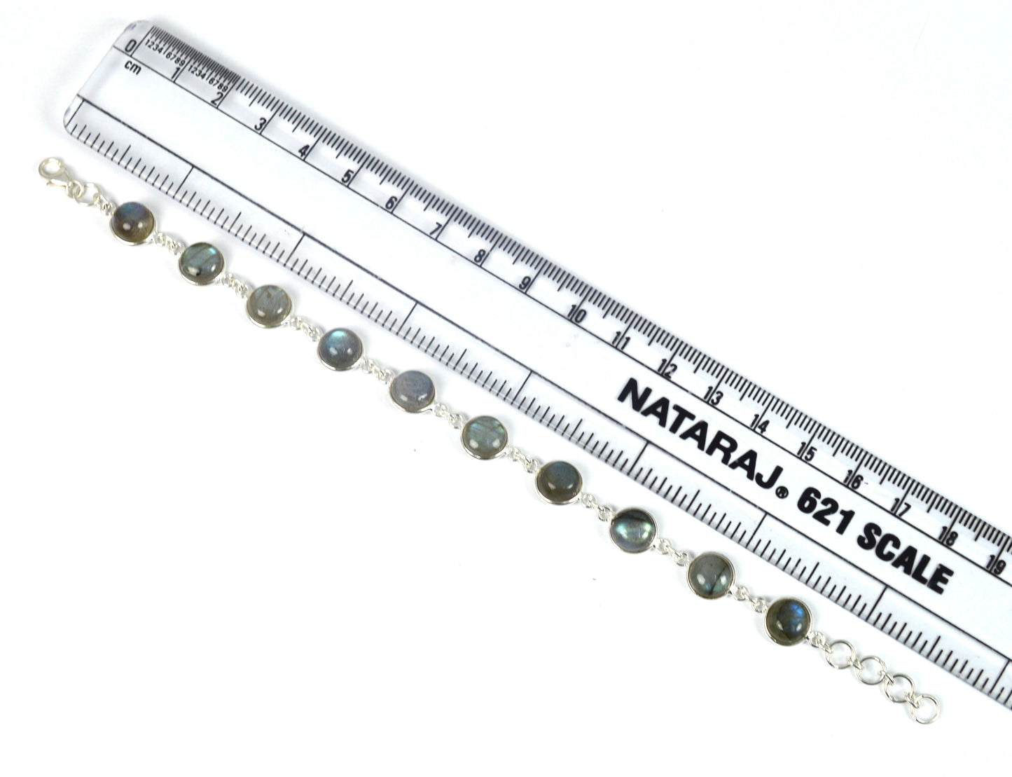 925 SOLID STERLING SILVER LABRADORITE HANDMADE BRACELET - 7.5 INCH