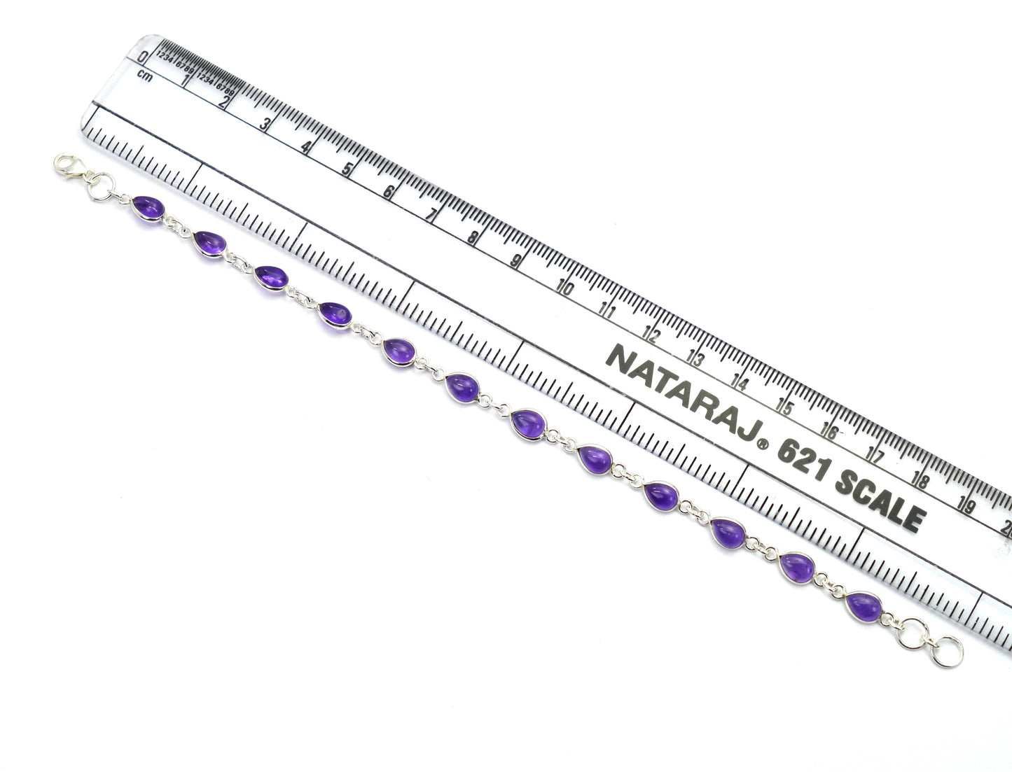925 SOLID STERLING SILVER PURPLE AMETHYST HANDMADE BRACELET - 8 INCH