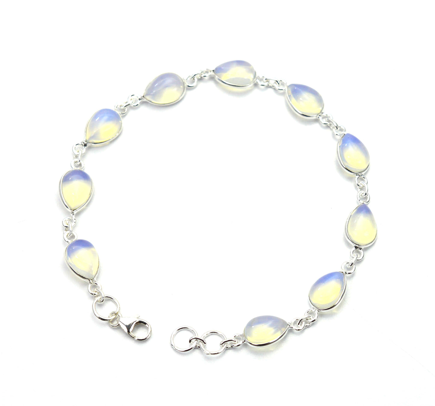 925 SOLID STERLING SILVER MILKY OPALITE HANDMADE BRACELET - 8 INCH