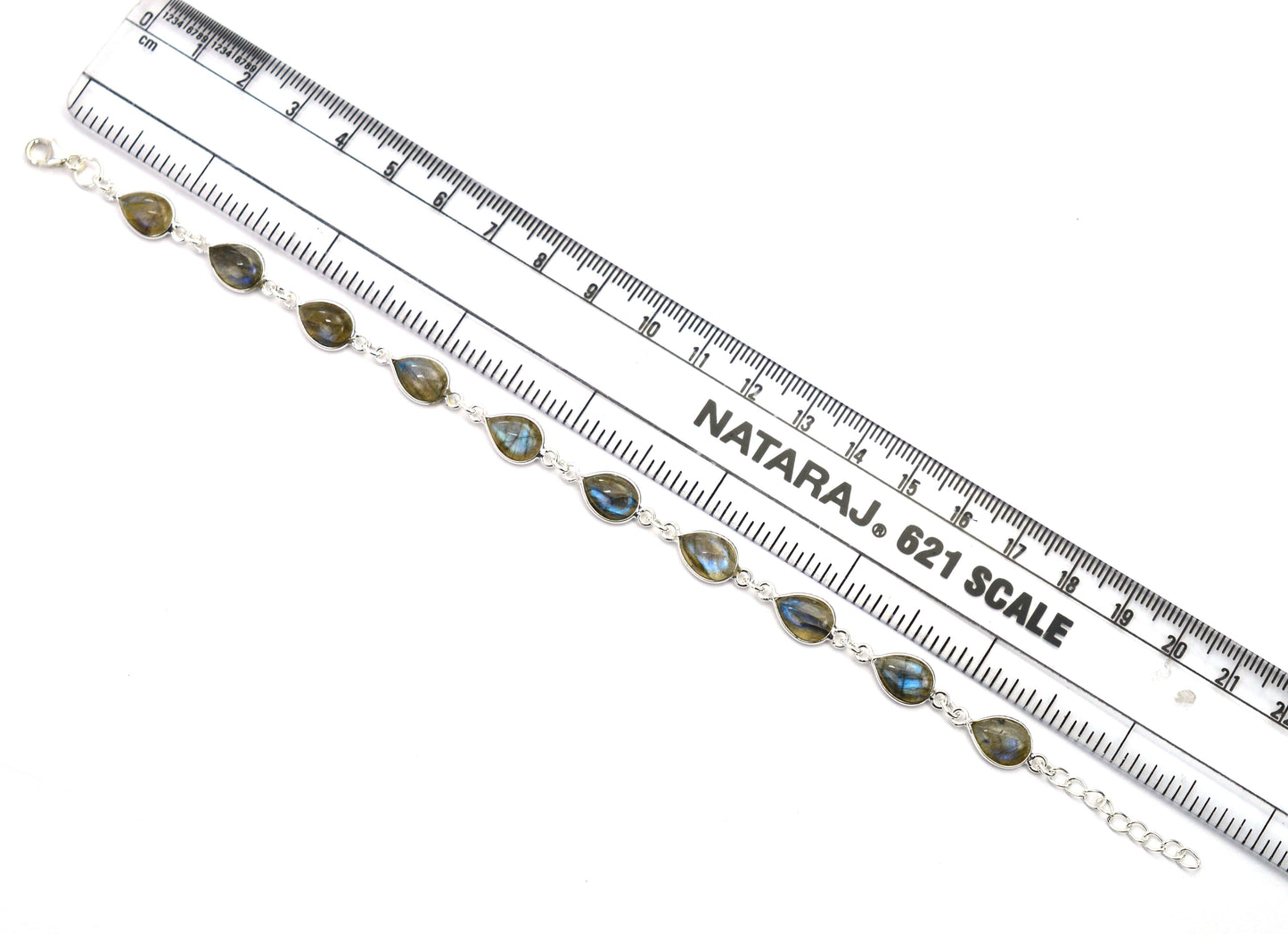 925 SOLID STERLING SILVER LABRADORITE HANDMADE BRACELET - 9 INCH