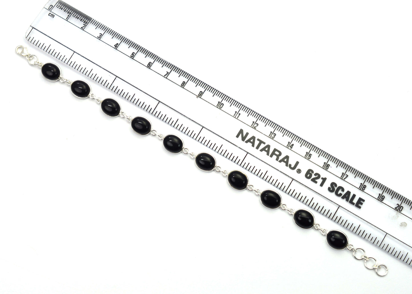 925 SOLID STERLING SILVER BLACK ONYX HANDMADE BRACELET - 8 INCH