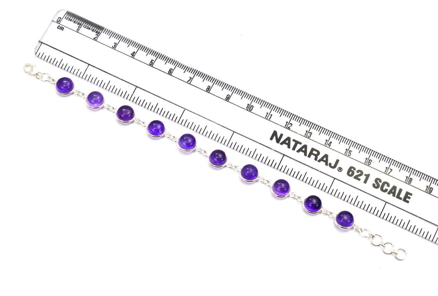 925 SOLID STERLING SILVER PURPLE AMETHYST HANDMADE BRACELET - 7.5 INCH