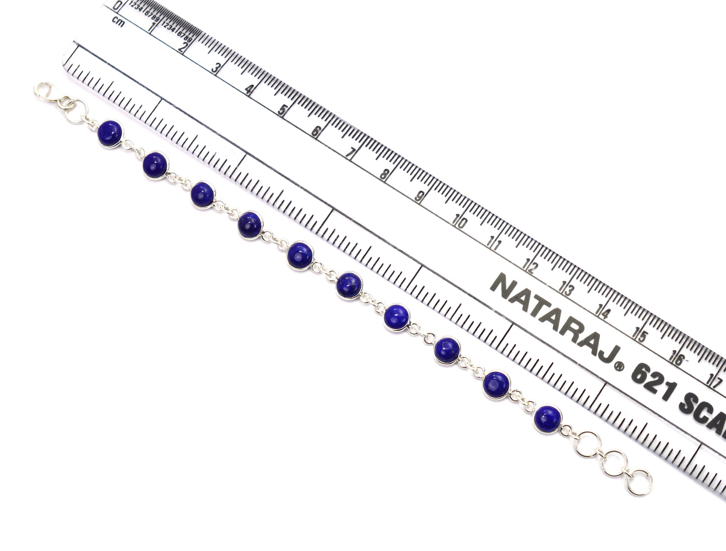 925 SOLID STERLING SILVER BLUE LAPIS LAZULI HANDMADE BRACELET - 7 INCH