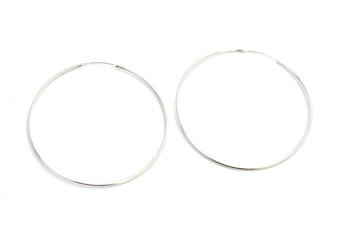 925 SOLID STERLING SILVER PLAIN HOOP EARRING- 5 CM