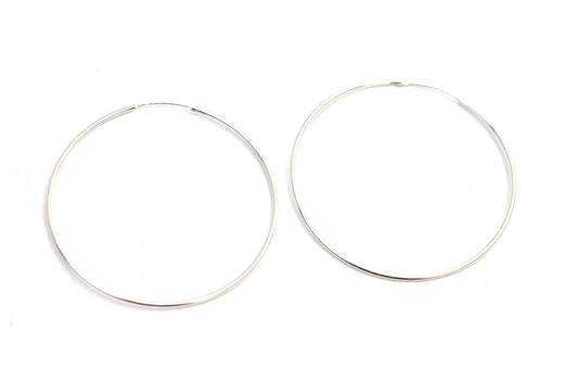 925 SOLID STERLING SILVER PLAIN HOOP EARRING- 5 CM