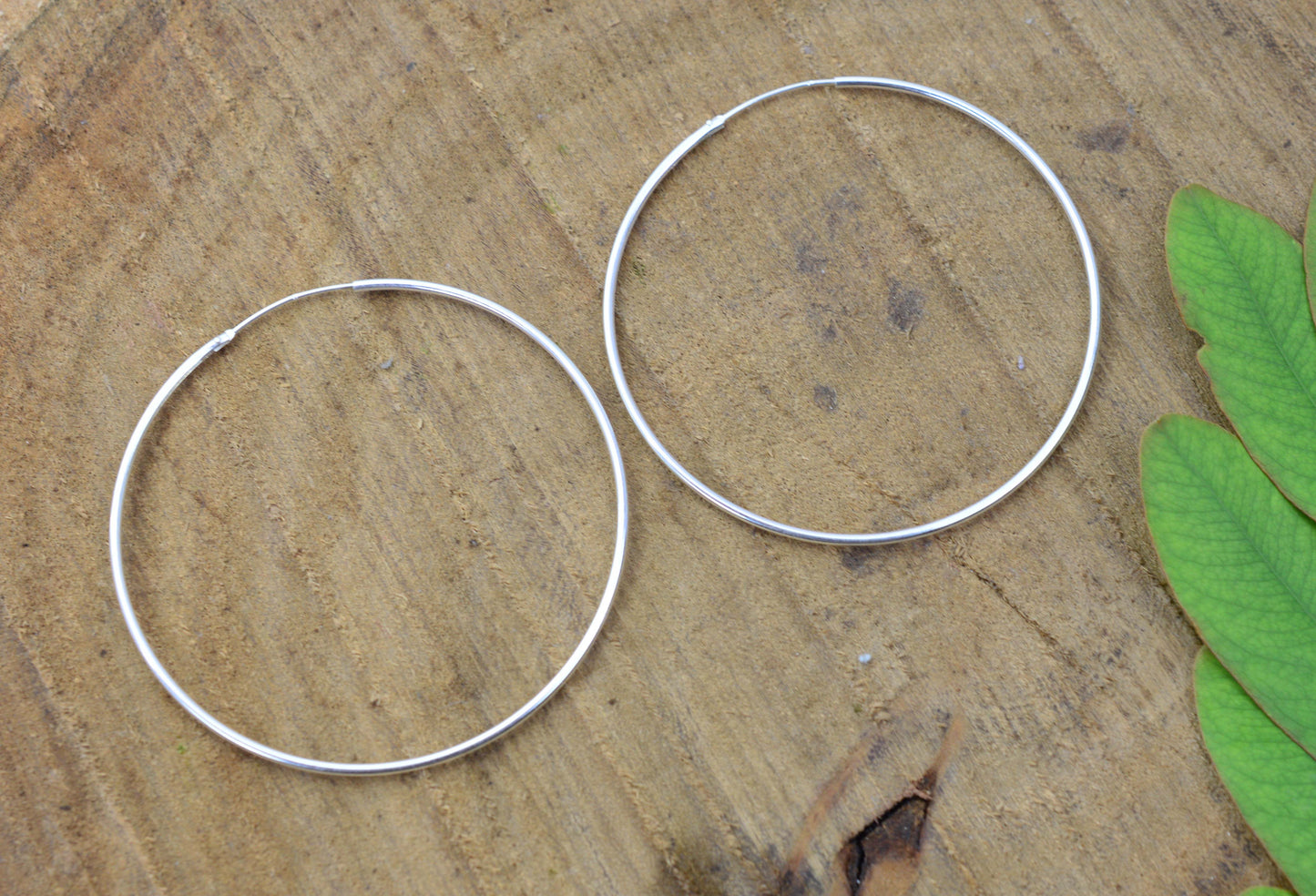 925 SOLID STERLING SILVER PLAIN HOOP EARRING- 5 CM
