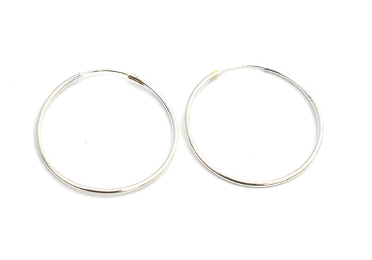 925 Solid Sterling Silver Plain Hoop Earring - 1.2 Grams