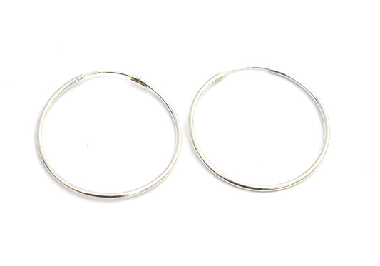 925 SOLID STERLING SILVER PLAIN HOOP EARRING- 3 CM