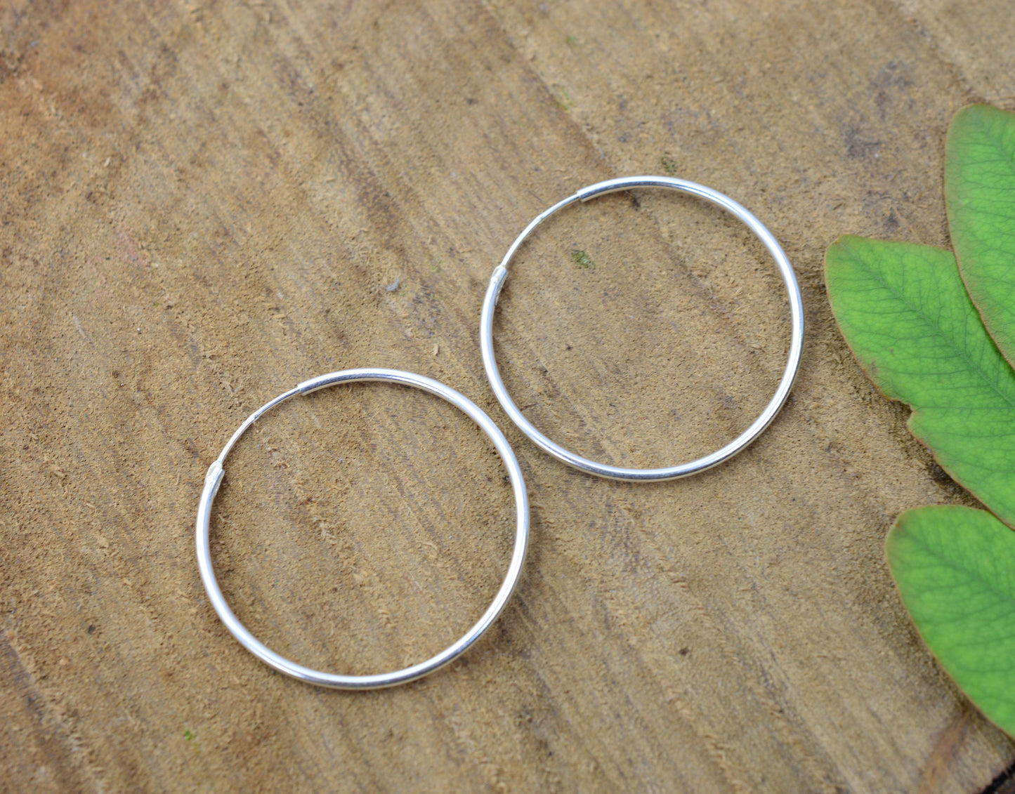 925 SOLID STERLING SILVER PLAIN HOOP EARRING- 3 CM