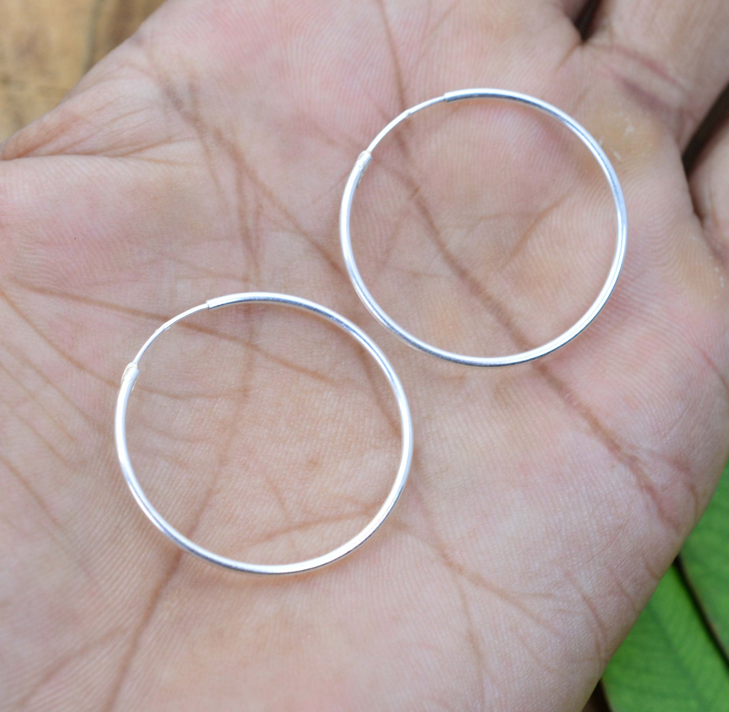 925 SOLID STERLING SILVER PLAIN HOOP EARRING- 3 CM