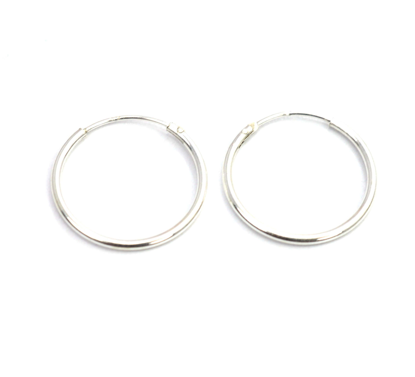 925 Solid Sterling Silver Plain Hoop Earring - 0.6 Grams