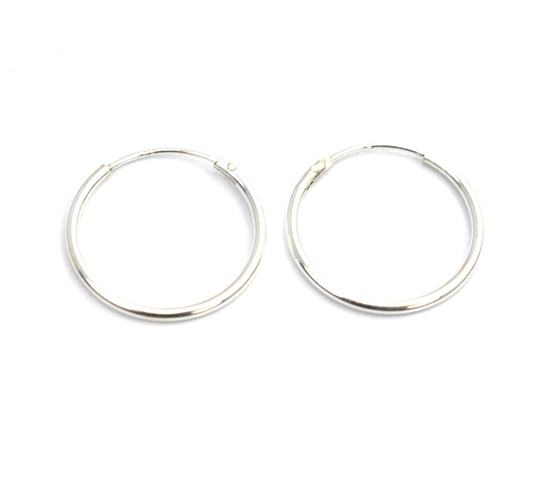 925 Solid Sterling Silver Plain Hoop Earring - 0.6 Grams