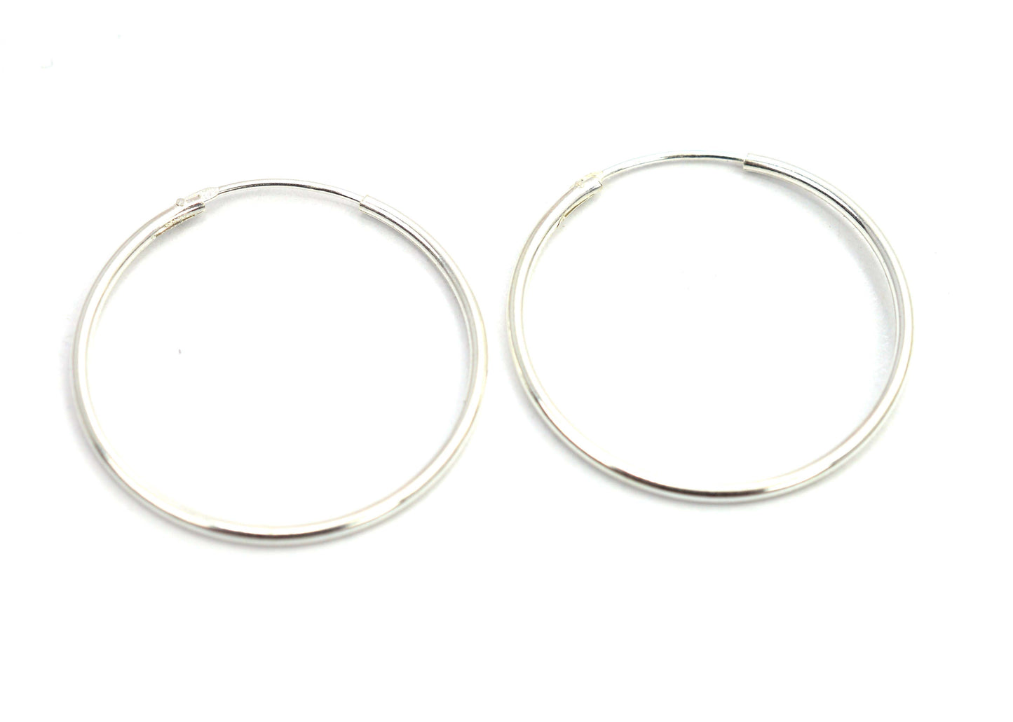 925 Solid Sterling Silver Plain Hoop Earring - 1 Grams