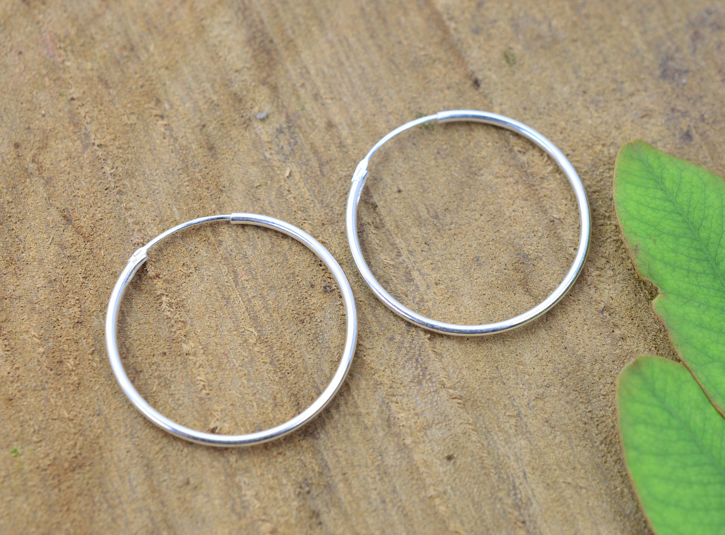 925 SOLID STERLING SILVER PLAIN HOOP EARRING -2.5 CM