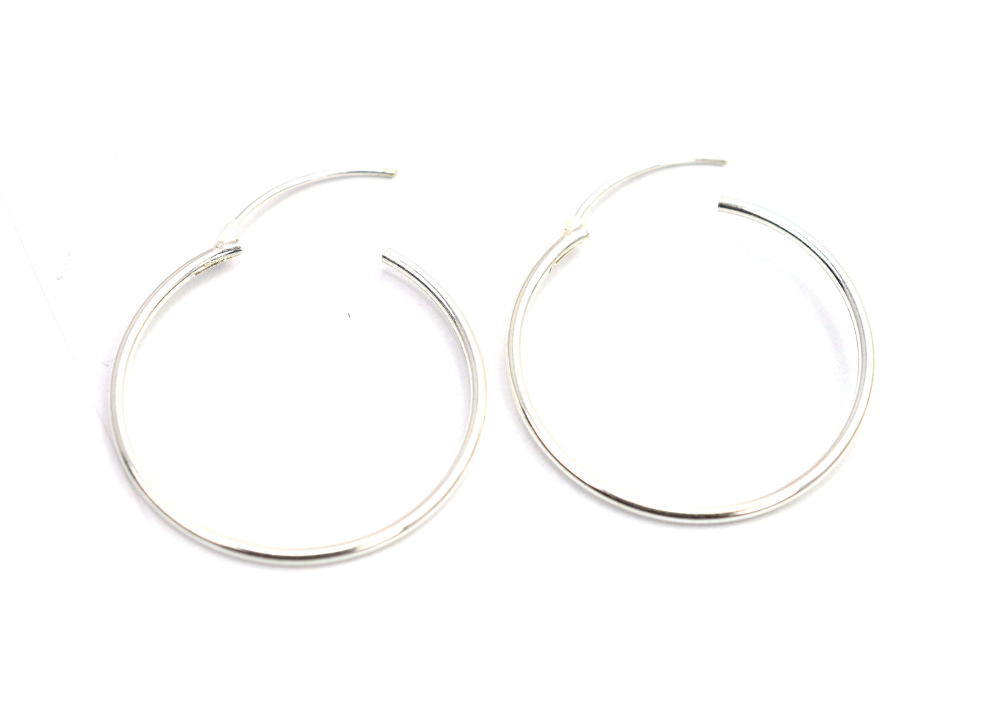 925 Solid Sterling Silver Plain Hoop Earring - 1 Grams