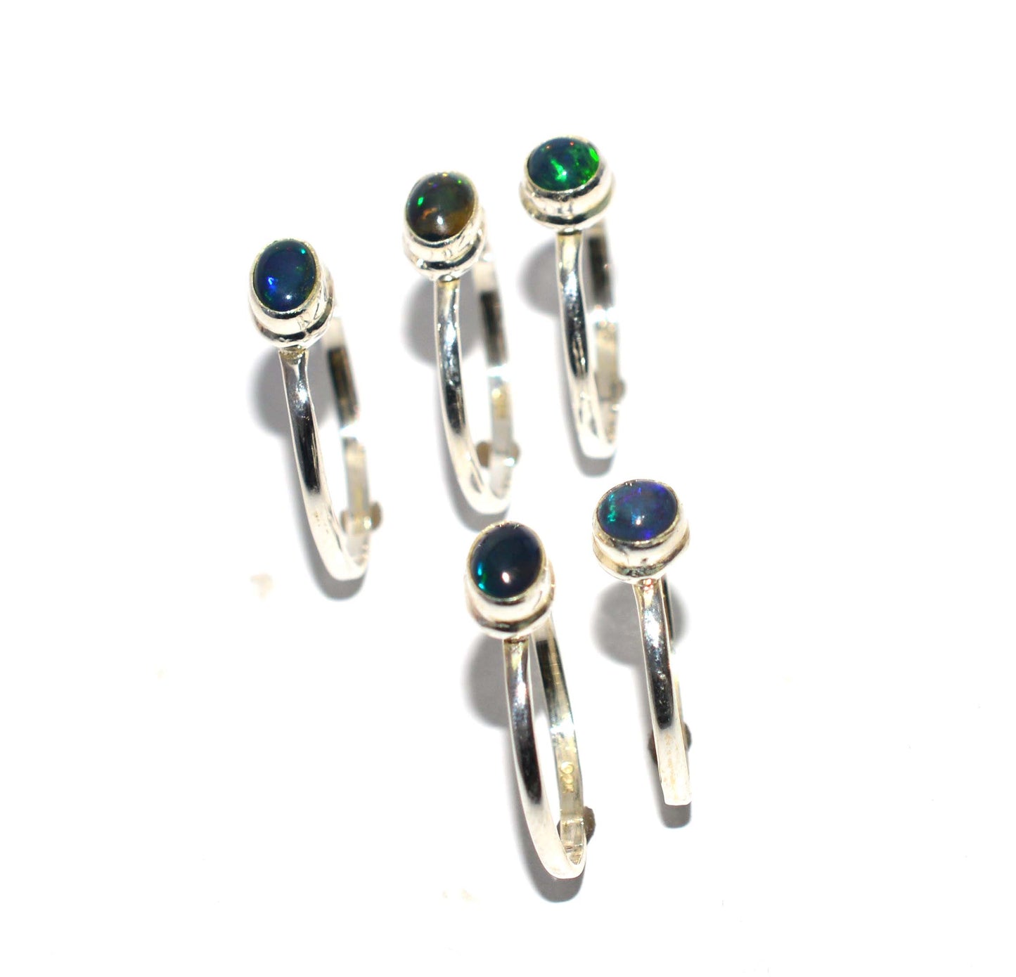 WHOLESALE 5PC 925 SOLID STERLING SILVER BLACK ETHIOPIAN OPAL RING LOT