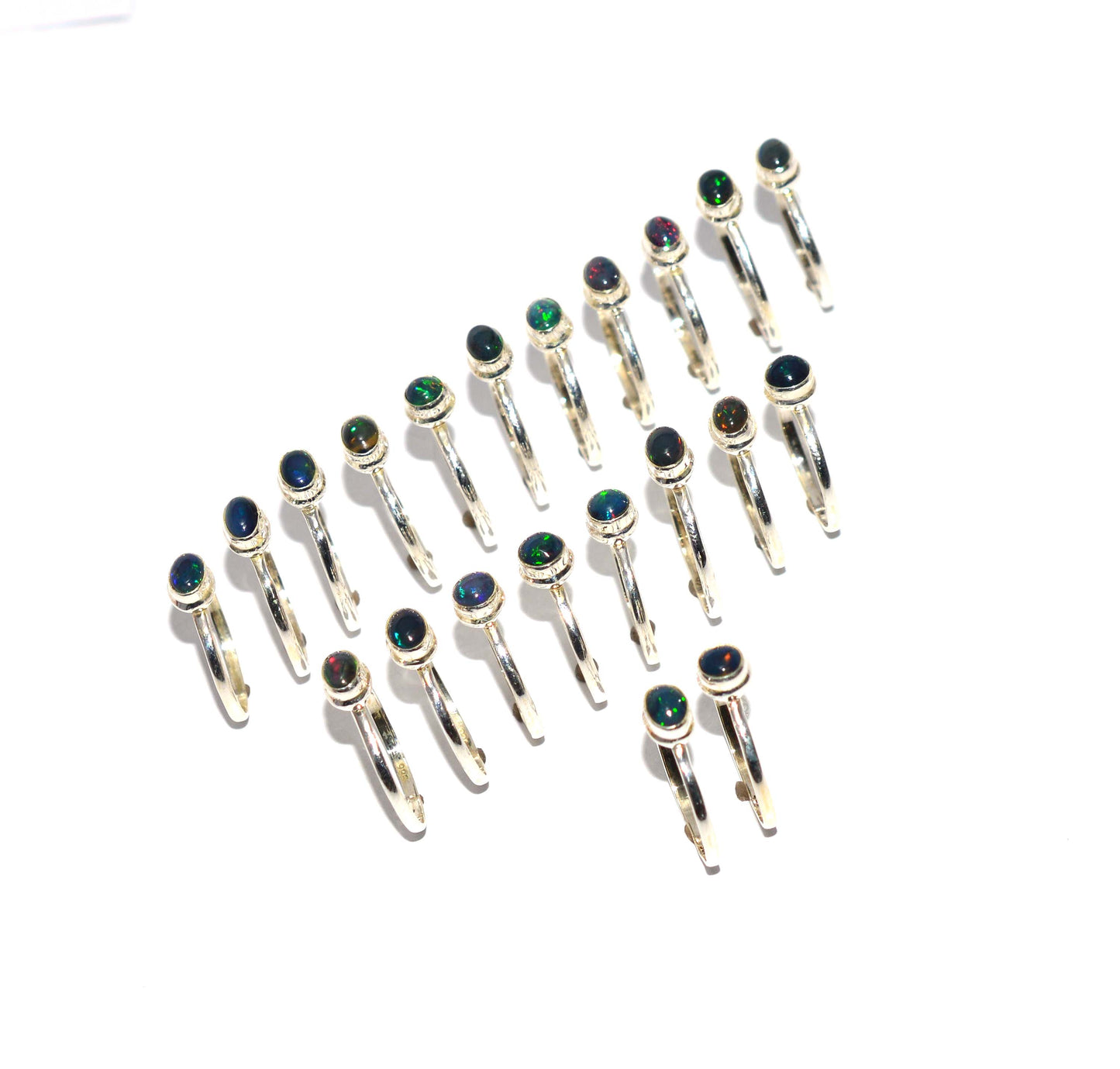 WHOLESALE 21PC 925 SOLID STERLING SILVER BLACK ETHIOPIAN OPAL RING LOT
