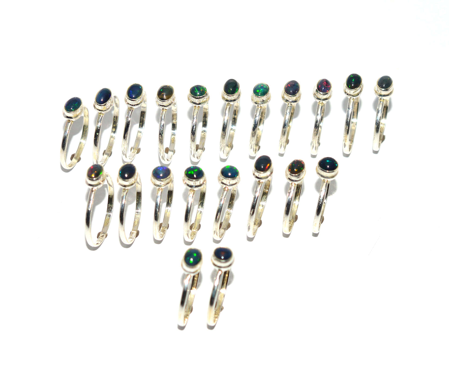 WHOLESALE 21PC 925 SOLID STERLING SILVER BLACK ETHIOPIAN OPAL RING LOT
