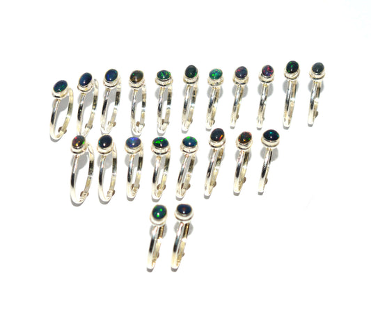 WHOLESALE 21PC 925 SOLID STERLING SILVER BLACK ETHIOPIAN OPAL RING LOT