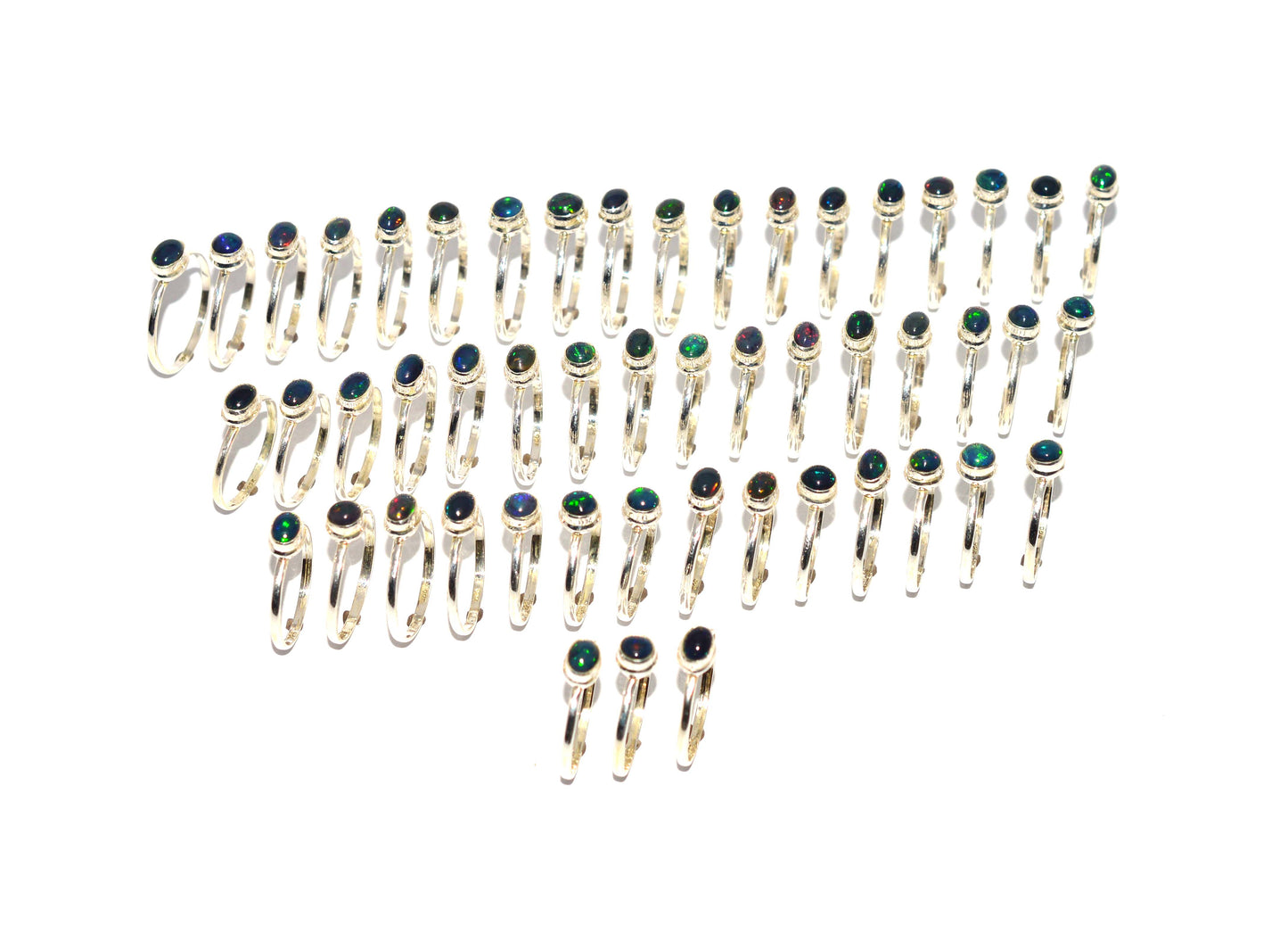 WHOLESALE 51PC 925 SOLID STERLING SILVER BLACK ETHIOPIAN OPAL RING LOT