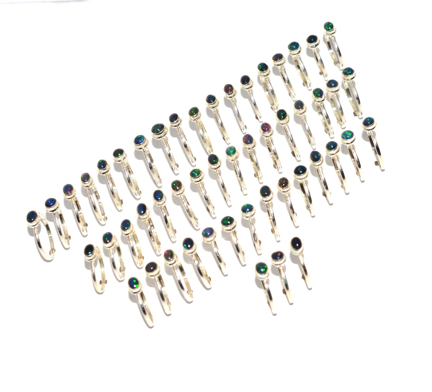 WHOLESALE 51PC 925 SOLID STERLING SILVER BLACK ETHIOPIAN OPAL RING LOT