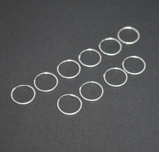WHOLESALE 5PR 925 SOLID STERLING SILVER PLAIN HOOP EARRING