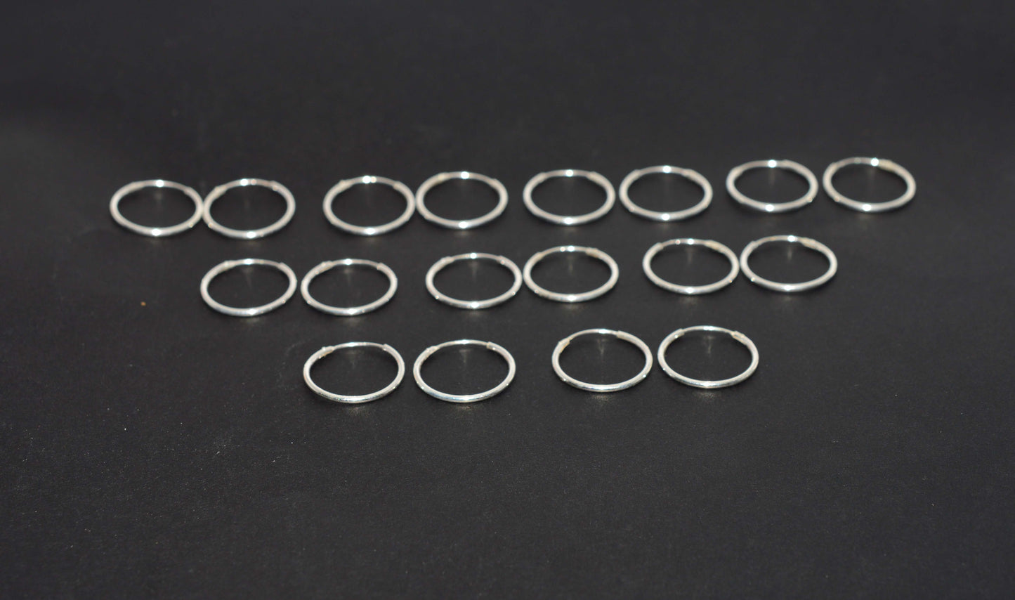 WHOLESALE 9PR 925 SOLID STERLING SILVER PLAIN HOOP EARRING