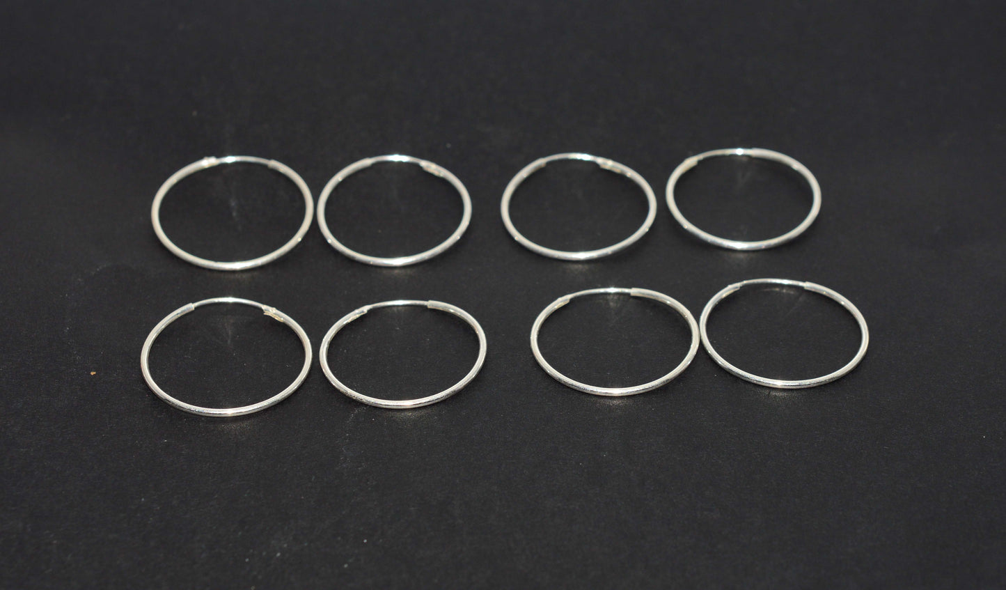 WHOLESALE 4PR 925 SOLID STERLING SILVER PLAIN HOOP EARRING
