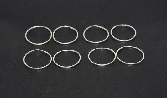 WHOLESALE 4PR 925 SOLID STERLING SILVER PLAIN HOOP EARRING