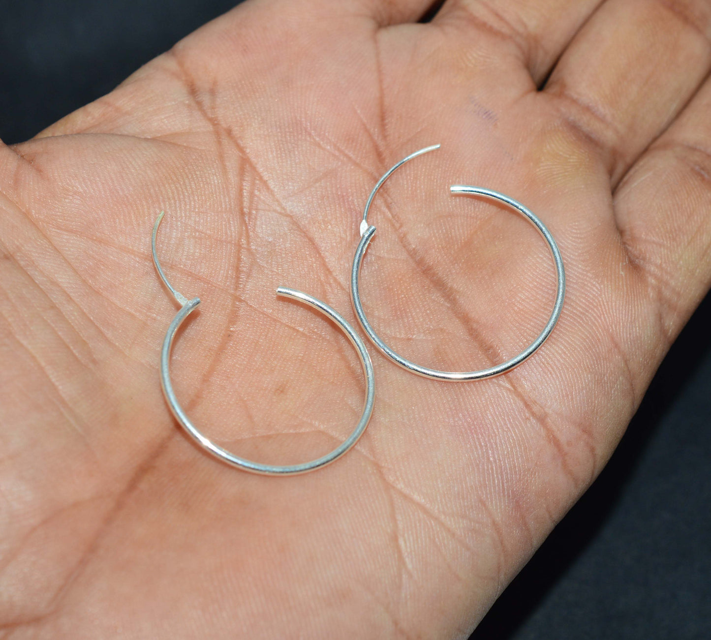 WHOLESALE 4PR 925 SOLID STERLING SILVER PLAIN HOOP EARRING