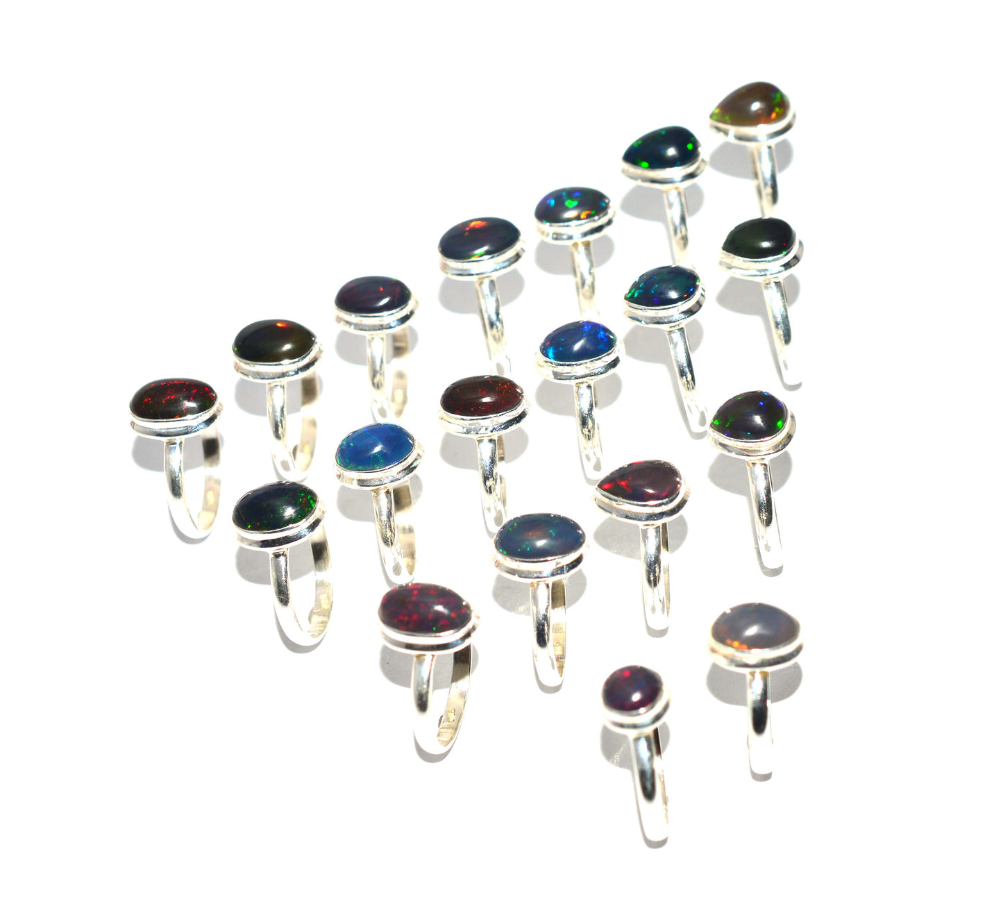 WHOLESALE 19PC 925 SOLID STERLING SILVER BLACK ETHIOPIAN OPAL RING LOT